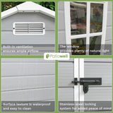 Patiowell 6x4 FT Plastic Outdoor Storage Shed-Perfect to Store Patio Furniture, GardenTools Bike Accessories, Beach Chairs and Lawn Mower, White & Grey Patiowell