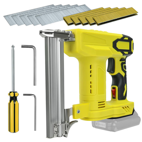 Cordless 18 Gauge Nailer Gun for DeWalt 20V Max Battery, 18 GA 2 in 1 Brad Nailer/Staple Gun with Pack of Nails and Staples Nail Gun for Home Improvement & Woodworking(No Battery) RexLeLXB