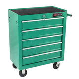 WTRAVEL Rolling Tool Chest with 5-Drawer Tool Box with Wheels Multifunctional Tool Cart Mechanic Tool Storage Cabinet for Garage, Warehouse, Workshop, Repair Shop (Green) WTRAVEL