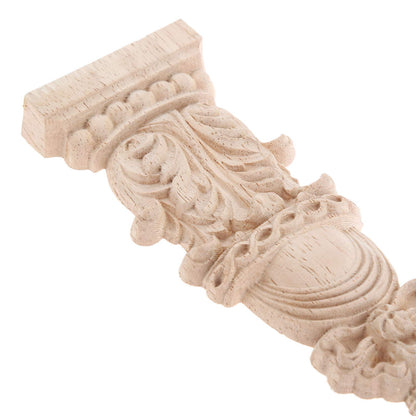 Wood Carved Appliques Long Flower Onlays, 2Pcs Wooden Carving Decals Mouldings Trim for Mantel Fireplace Wall Vent Hoods Wall Mirror Ceiling Home Decor, 25x5cm/9.84"x1.97"