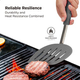 Kitchen Mama WaltzGrip Platinum Silicone Pancake Spatula Turner: Heat-Resistant, Slotted Tapered Head, Stainless Steel Core, Durable, Dishwasher-Safe, Ideal for Flipping and Wok Use (Metal Gray) Kitchen Mama