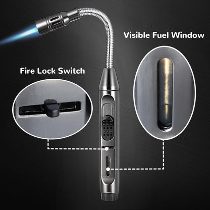 2 Pack Candle Lighter Electric Arc Long Lighter Flex Neck Utility Lighter Butane Torch Lighter Rechargeable USB Lighter Refillable Gas Jet Flame Windproof Lighter for Camping BBQ Grill Gas Stove