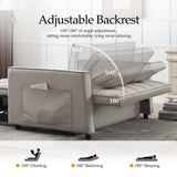 POYISOU Modern 3 in 1 Convertible Sleeper Sofa Couch Bed with USB, Adjustable Backrest Velvet Pull Out Sofa Bed, Loveseat Sleeper Couch, Couches for Living Room, Bedroom, Apartment, Light Grey POYISOU
