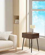 HAIOOU Set of 2 Mid Century Nightstand with Charging Station, End Table Modern Side Table One Drawer with Premium Matte Black Handle and Pine Wood Legs for Home Bedroom Living Room HAIOOU