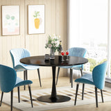 DKLGG Black 42.1" Round Tulip Dining Table for 4-6 People – Modern Mid-Century Kitchen & Coffee Table DKLGG