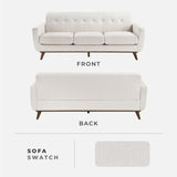 Lexicon Modern Accent Couch, Textured Fabric Upholstered Sofa with Brown Wood Legs, Track Arms, Tufted Couch Back, 3 Seater Sofa for Living Room/Office/Waiting Room, Beige Lexicon