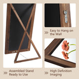 Rustic Farmhouse Full Length Mirror 64"X21" Wood Frame Floor Mirror with Stand, Free Standing Mirror Leaning or Hanging Full Body Mirror Tempered Glass Long Mirror for Bedroom Living Room, Brown MirrMuse