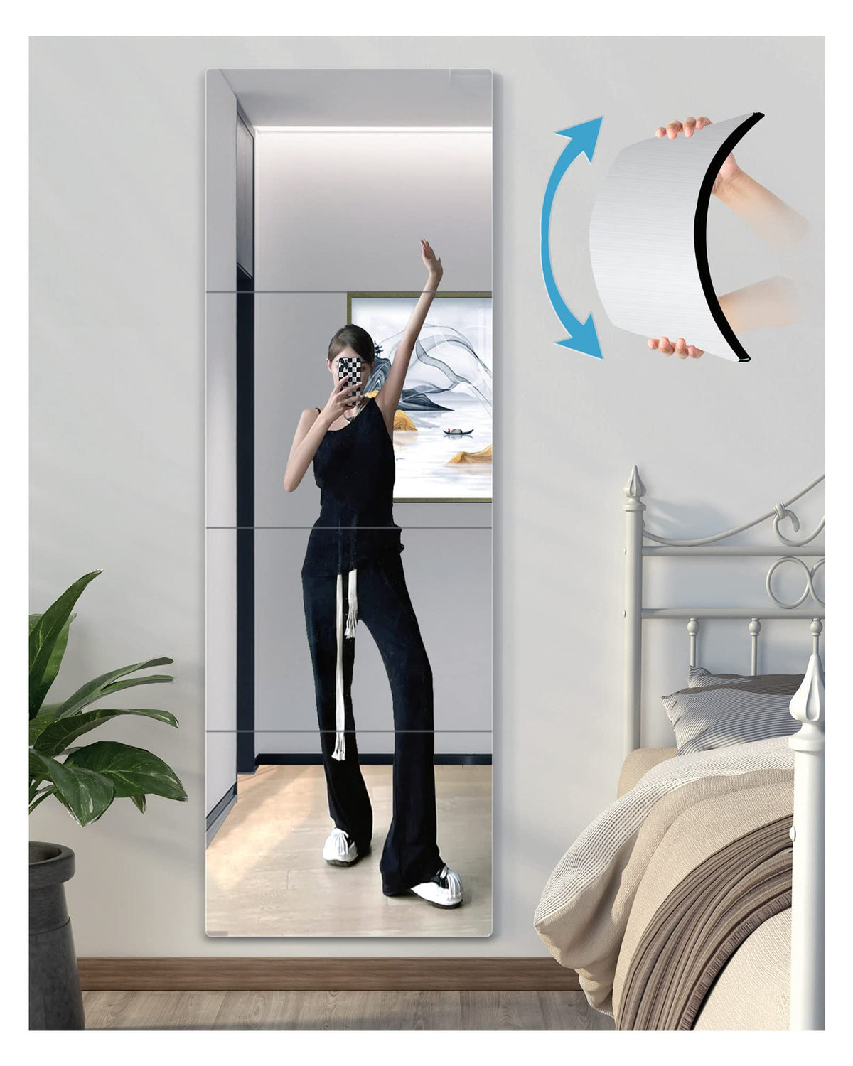 Shatterproof Wall Mirror Full Length for Bedroom, Plexiglass Gym Mirrors For Home, Extra Thick: 0.12 inch, 12 x 12 inch x 4 Pcs, Workout Mirrors Safe for Kids, Over The Door, Long Wall Mounted UNBREAKABL MIRO