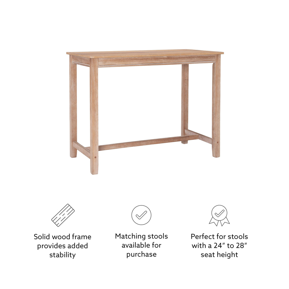 Linon Distresed 36 inch Height Pub Claridge Table, Distressed Brown Counter Linon