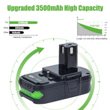 2Pack 3.5Ah P107 Battery and Charger Set for Ryobi 18V Battery, Compatible with Ryobi 18V ONE + P108 P107 P104 P105 P102 P103 Tools Charger with 260051002 P117 P118 POWTREE