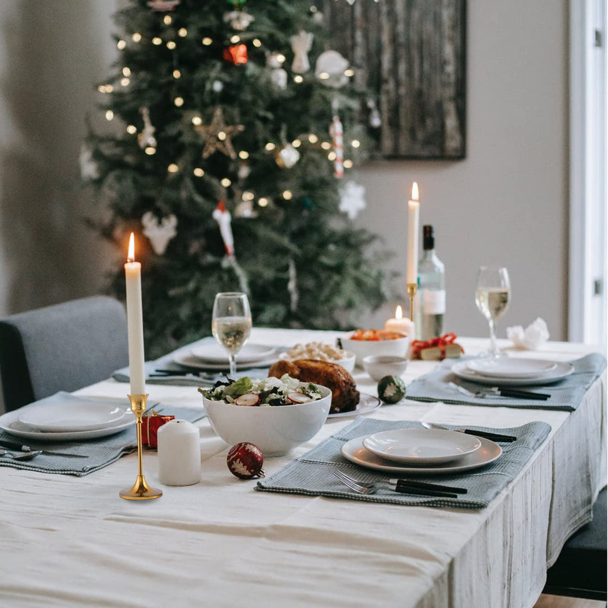 Candlestick Holders,Taper Candle Holder for Candlesticks Gold Brass Vintage Candle Stick Candle Holder Candelabra Candle Holder for Fireplace Party Dining Home BEZURA