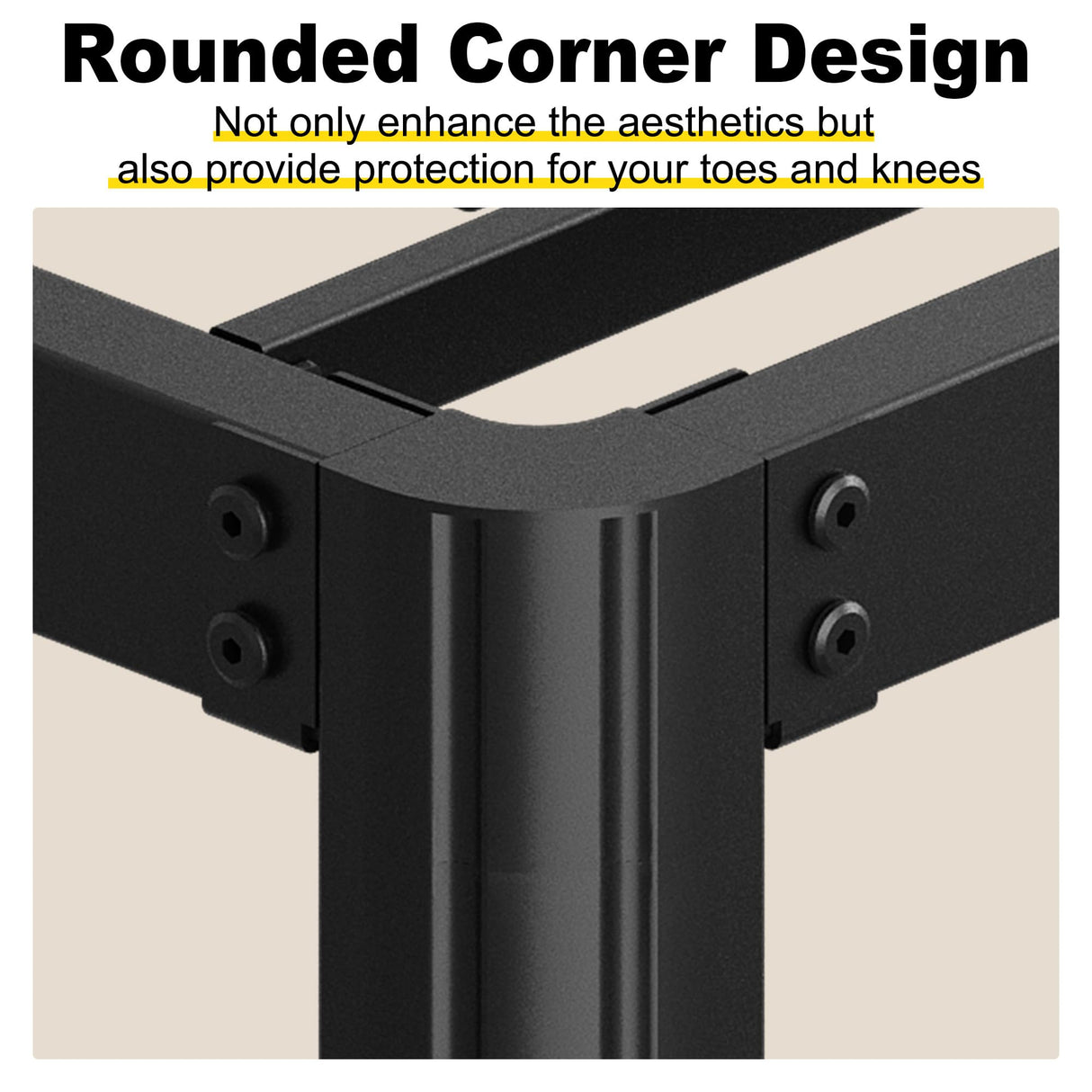 Yicensen 9 Inch King Bed Frame with Rounded Corner Legs Heavy Duty Metal King Size Platform Bed Frame No Box Spring Needed, Easy Assembly, Noise Free, Black. Yicensen