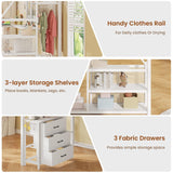 Itaar Stairway Twin Size Loft Bed with L Shaped Desk and Wardrobe, Metal Loft Bed Frame with Storage Stairs,3 Fabric Drawers, LED Lights & Charging Sation,No Noise & No Box Spring Needed, White Itaar
