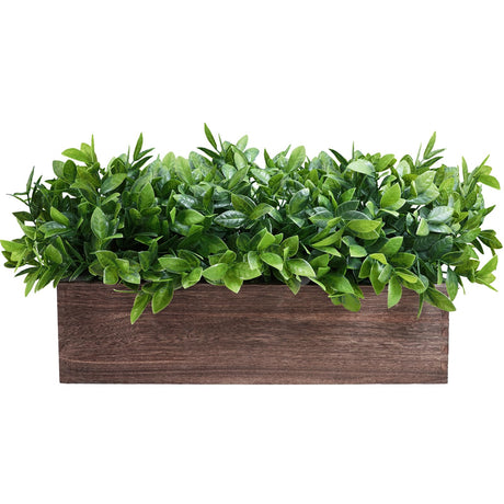 Winlyn 14" Artificial Boxwood Plants in Rectangular Wood Planter Farmhouse Greenery Arrangement Centerpiece Faux Potted Herb Plant for Wedding Dining Room Table Kitchen Windowsill Mantel Shelf Décor Winlyn