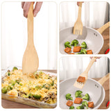 [7-PCS] Wooden Spoons for Cooking is for All Kitchen. Made From Bamboo Wood, Wooden Spatula & Wooden Spoon 11.8 in. and Non-Stick Surface, Suitable for Home & Chef Use or Gift for Someone Special. USOONESP