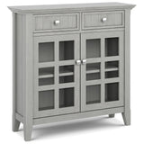 SIMPLIHOME Acadian SOLID WOOD 36 Inch Wide Rustic Entryway Hallway Storage Cabinet in Fog Grey, For the Living Room, Entryway and Family Room SIMPLIHOME