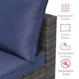 XTWEEX 7-Piece Outdoor Rattan Sectional Sofa Set, Gray Wicker Patio Furniture Sets with Navy Blue Cushions for Balcony, Porch, Backyard XTWEEX