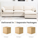 ROWHY Oversized Modular Sectional Sofa with Movable Ottoman, 112 Inch 4 Seat Modern Corduroy Sofa Set, Convertible L Shaped Couch for Living Room and Office, Beige ROWHY