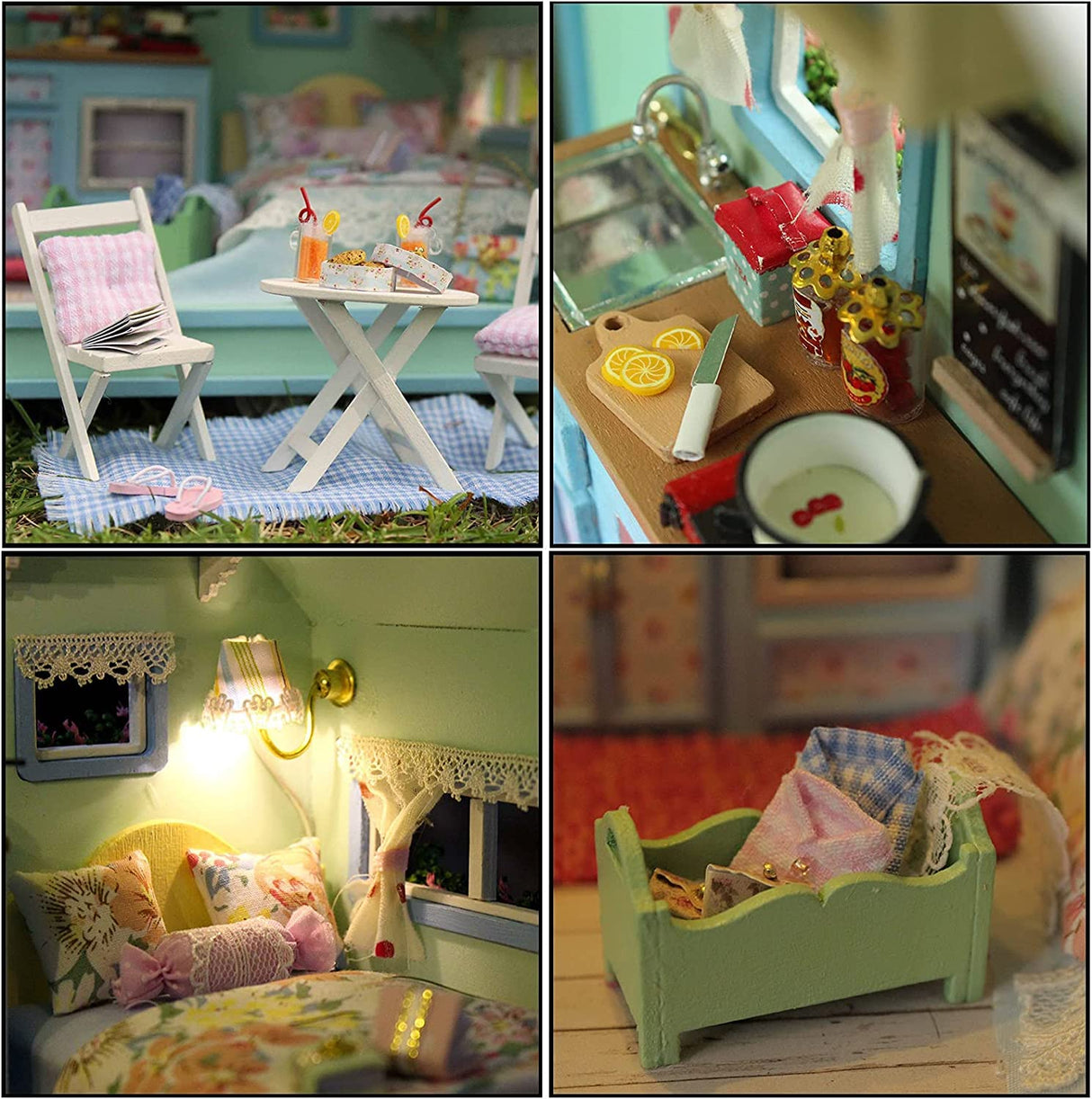 CUTEROOM DIY Miniature Wooden Caravan Dollhouse Kit with Furniture - Creative Mini Doll House Craft for Adults, Teens - Perfect Christmas Birthday Gift CUTEROOM