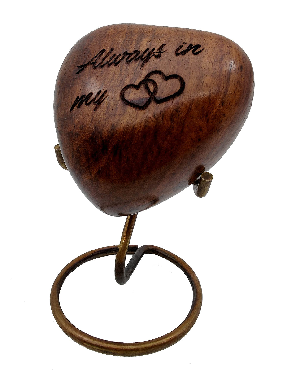 5MOONSUN5 Wooden Heart Urn Keepsake Cremation Urn for Human pet Ashes Handcrafted Urn Heart Shaped - Perfect for Adults & Infants with Brass Stand 3 5MOONSUN5