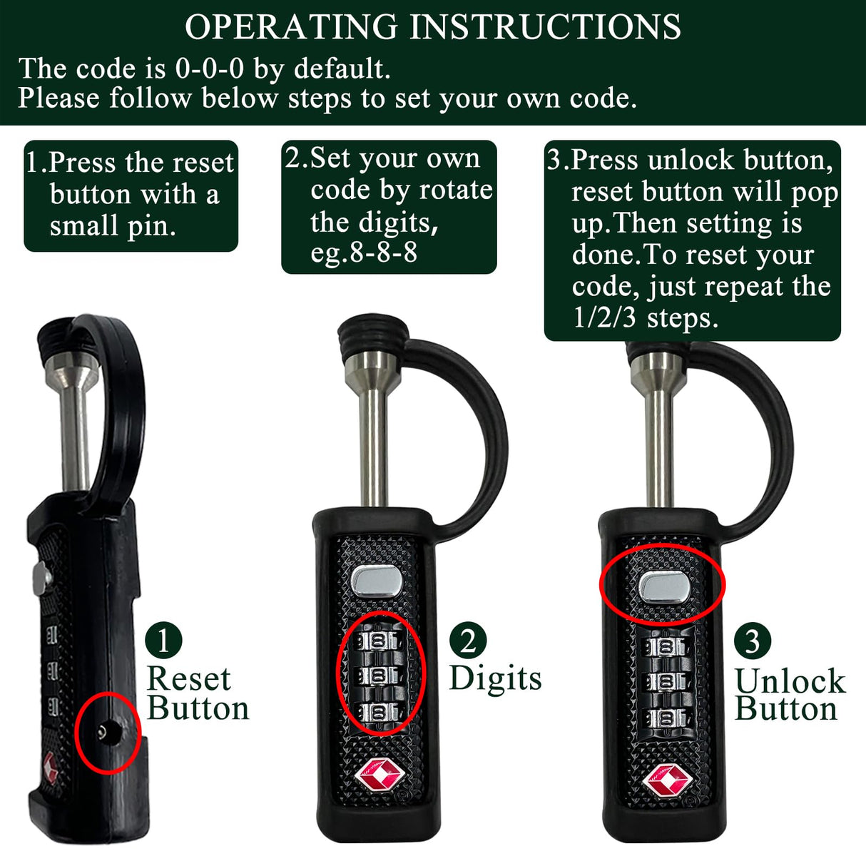 LAFENLIN Gun Case Locks 2 Pack, TSA Approved Case Locks for Gun Case,Handgun Case Padlock for Gun Safe, Air Travel Locks Hard Pistol Cases Locks for Rifles and Shotguns, 3 Digits Heavy Duty TSA Locks LAFENLIN