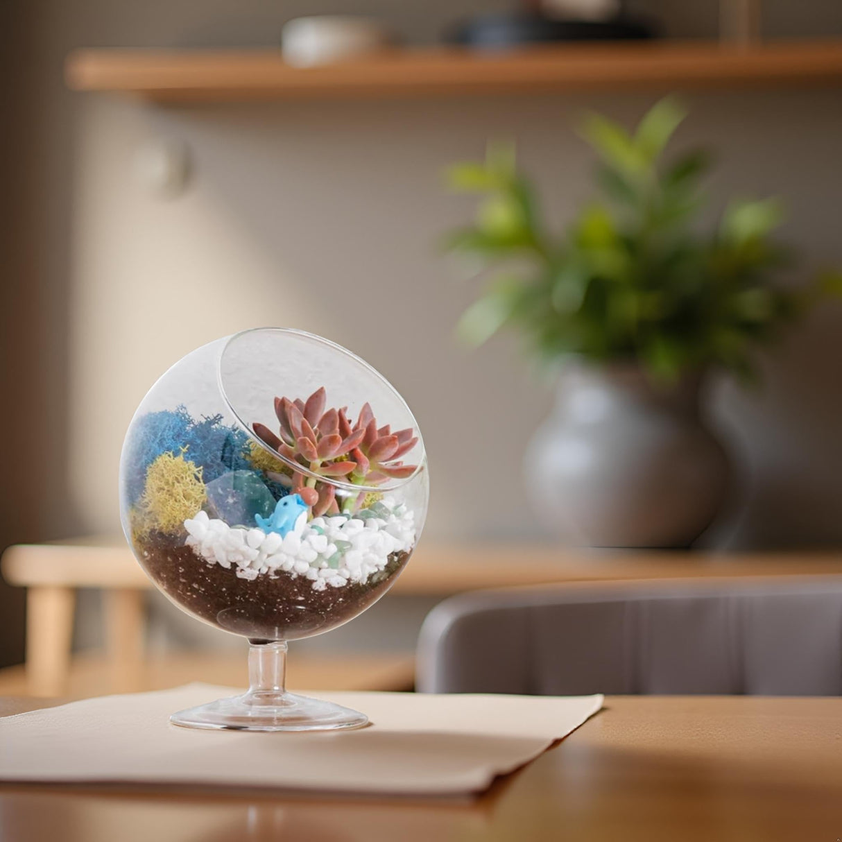 Creations by Nathalie - DIY Glass Plant Terrarium Kit for Adults, Metal Stand, Reindeer Moss, Crystals, Rocks, Tools & Figurine – Complete Starter Set Creations by Nathalie