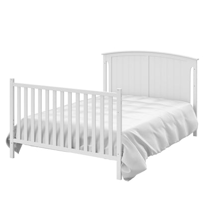 Storkcraft Steveston 5-in-1 Convertible Crib and Changer with Drawer (White) – GREENGUARD Gold Certified, Crib and Changing Table Combo with Drawer, Converts to Toddler Bed, Daybed and Full-S - WoodArtSupply