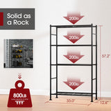 Sakugi Storage Shelves - 4 Tier Shelf Organizer, Heavy Duty Garage Shelving Unit with Leveling Feet, Stable Metal Shelves Organizer for Pantry, Kitchen and Closet, 33.0" W x 12.6" D x 57.2" H, Black Sakugi