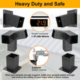 Heavy Duty 15°Slanted Roof Wall Mount 4x4 Pergola Bracket Kit,TROPTOLKY Angled 4x4 Wood Post Bracket,DIY Pergola Gazebo Kit 3-Way(6PCS) TROPTOLKY