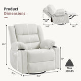 Ketaiyou Swivel Rocking Recliner Chair with Massage and Heat,Oversized Rocker Recliner for Adults, Upholstered Fabric Reclining Single Sofa Chair for Living Room,Nursery (Beige) Ketaiyou