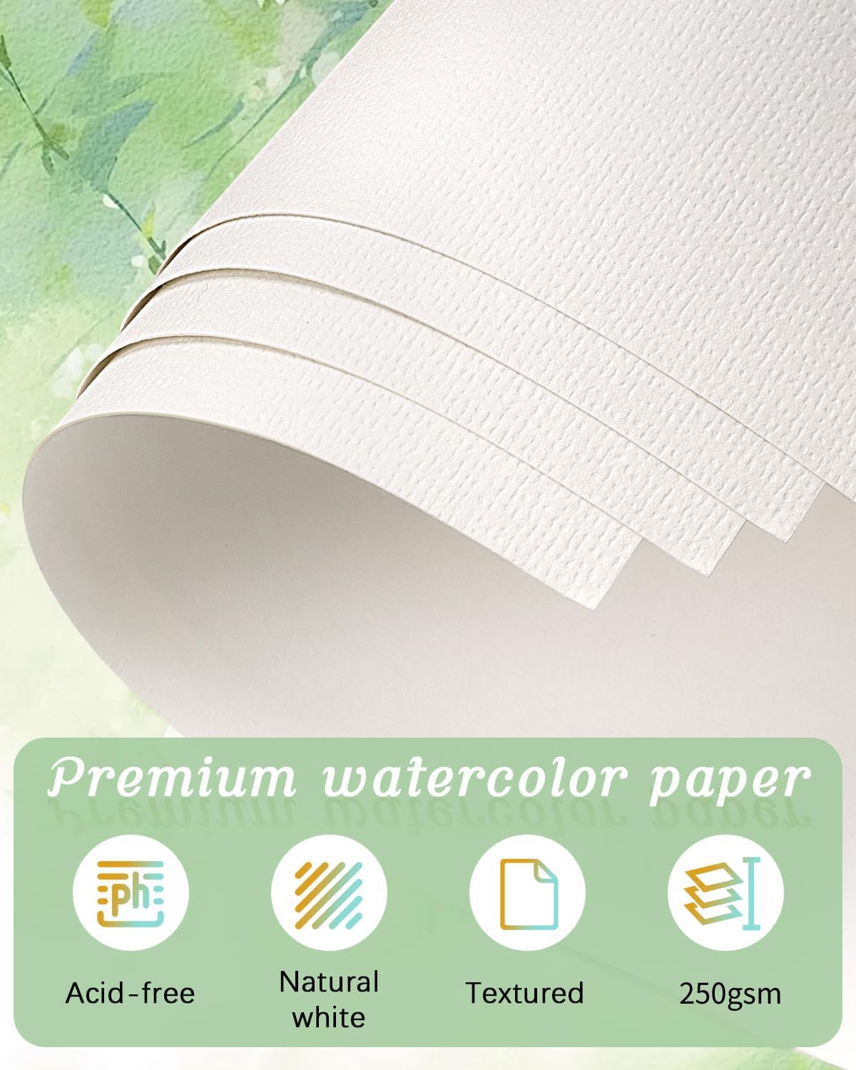 Lazydrop Watercolor Paper 9x12 in 70 Sheets 250GSM White Cold Press Textured Painting Paper for Kids Students Artist Thick Gouache Blank Lazydrop