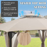 Tangkula 10x12 Ft Gazebo Replacement Canopy Top, Double Tier Canopy Replacement Roof with Air Vent and Drainage Holes, CPAI-84 Outdoor Canopy Top Cover for Garden, Backyard, Patio (Beige) Tangkula