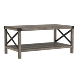 Walker Edison Sedalia Modern Farmhouse Metal X Coffee Table, 40 Inch, Grey Wash Walker Edison