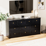 ROMMAK 10 Drawer Double Dresser for Bedroom, 59.1" Wide Dressers & Chests of Drawers with Large Capacity Storage,Black Dresser for Bedroom, Hallway,Black ROMMAK