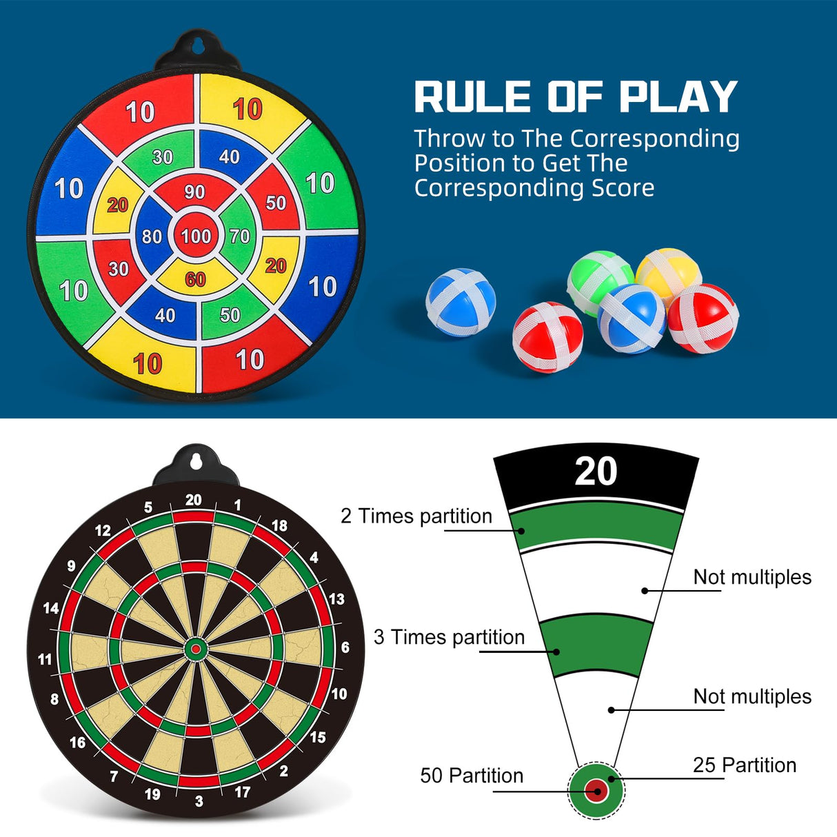 OleFun Dart Board Toys for Boys Age 8-12, 2 in 1 Magnetic & Felt Dartboard, Indoor and Outdoor Game for Kids, Ideal Birthday, for Age 8, 9, 10, 11, 12 Years Old OleFun