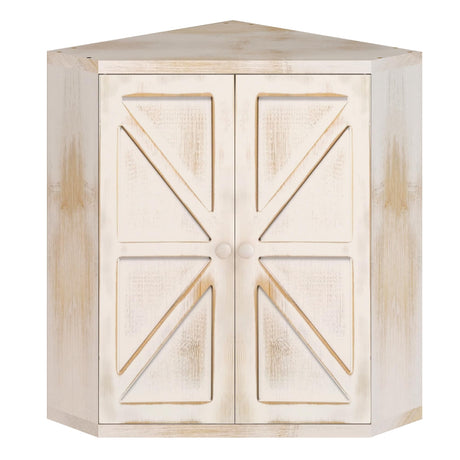 TQQDCI Corner Bread Box for Kitchen Countertop, Bread Storage Container for Homemade Bread, Double Layer BreadBox, Large Capacity Bread Storage Bin, Vintage Farmhouse Breadbox Organizer,Antique White TQQDCI