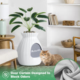 Plant Litter Box Equipped with Odor Removal System,Hidden Cat Planter Litter Box Enclosure for Big Cats,Enclosed Secret Cat Litter Box with Artificial Plant & Cobblestone,Easy to Clean and Assemble PETTERM