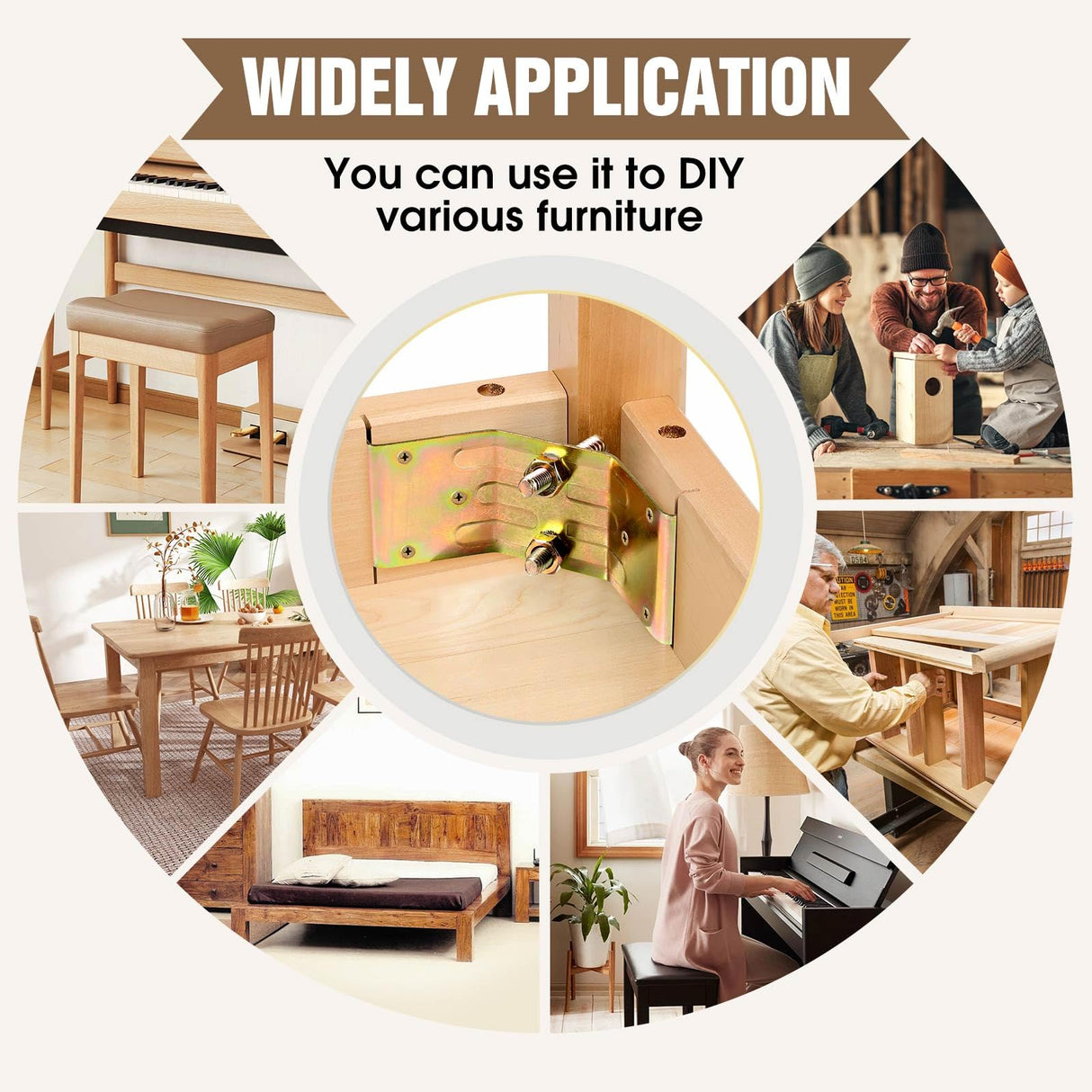 Pisman Table Leg Corner Bracket Set of 4 Includes Screws to Provide Strong Support for Legs & Table Skirts, Used to Strengthen Rickety Bench Legs, Dining Table Legs, Repair Desks Pisman