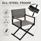 Grand patio 9-Piece Outdoor Dining Set, 8 Extra-Wide Folding Chairs & 1 Rectangle Expandable Table for 6-8 Person, Sling Mesh Patio Chairs with Wood Grain Table for Yard, Poolside, Deck, Gray Grand patio