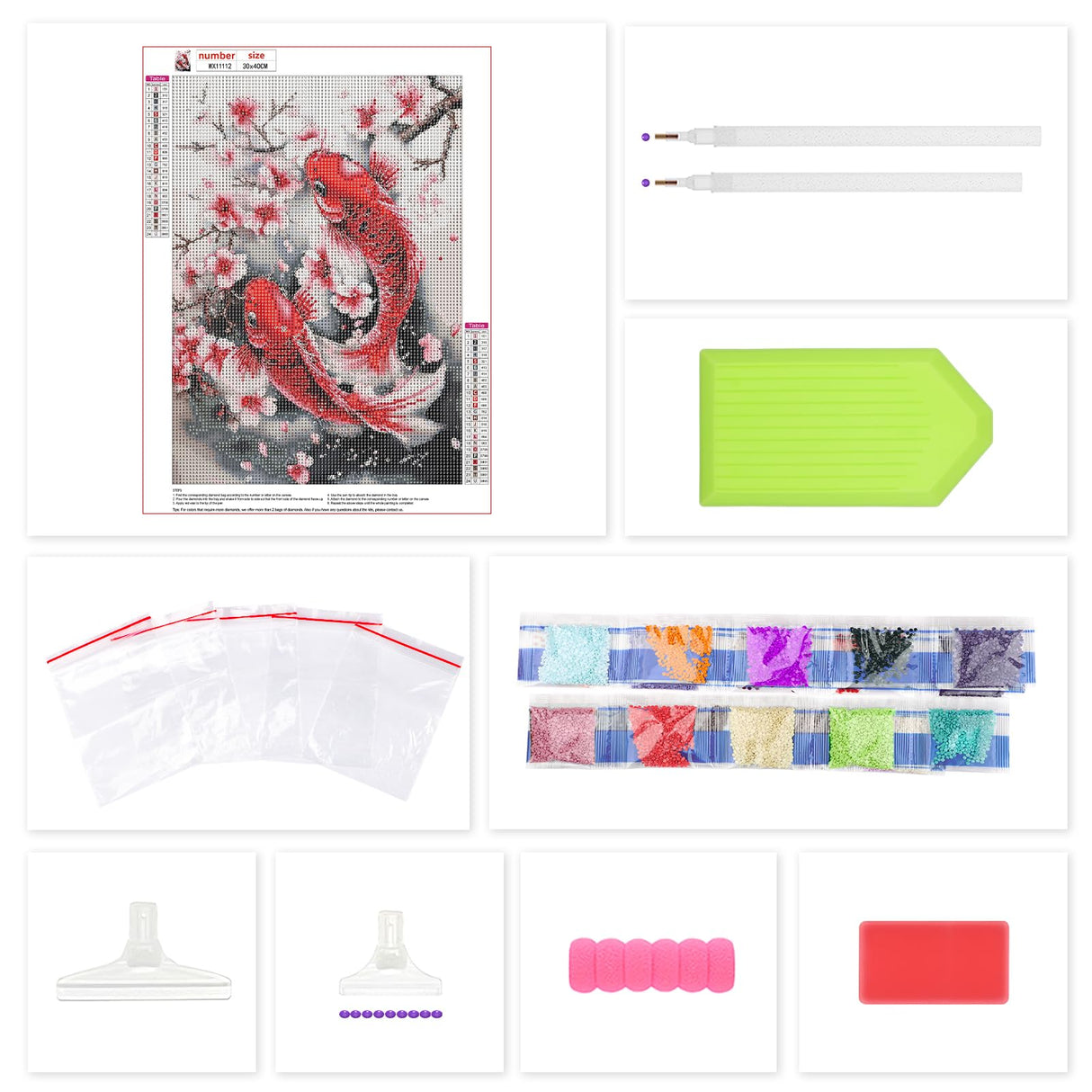 Lxmsja Koi Fish Diamond Art Kits for Adults, Flower DIY Full Drill Diamond Painting Kits for Beginners, 5D Gem Art Crafts for Adults, Home Wall Decor 12x16 inch Lxmsja