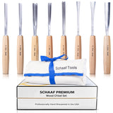 Schaaf Wood Carving Tools, 7pc Expansion Chisel Set with Canvas Case | Full Size Gouges for Beginners, Hobbyists and Professionals | Sharp, Quality-Tested CR-V 60 Steel Blades (Premium Hand Sharpened) Schaaf Wood Carving Tools