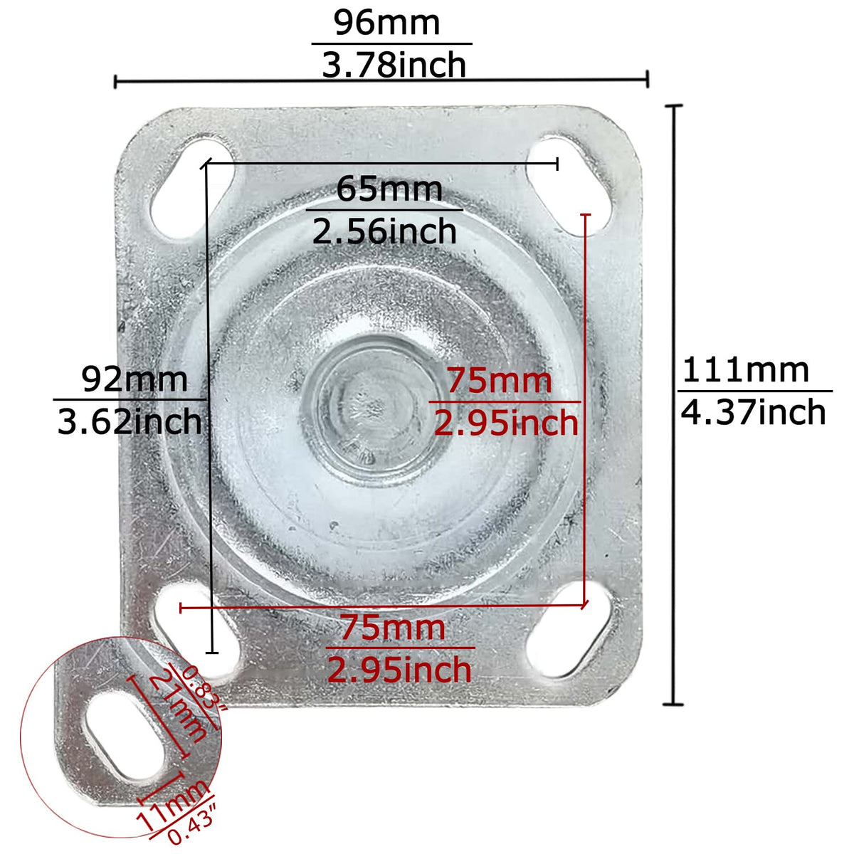 ITINA Heavy Duty Swivel Casters 6 inch 625Lbs Load Capacity/Item 360 Degree Rotation Plate Swivel Hard Casters Non-Slip with Locking Brakes(2 with Brakes& 2 Without) ITINA