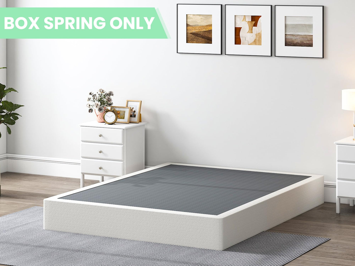 QEROMY 9 Inch High Profile Box Spring, Sturdy Metal Frame Mattress Foundation, Easy Assembly, Quiet & Noise-Free, King Size