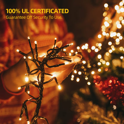 OUTYLTS 1000 LED 328ft 8 Modes with Timer Christmas String Lights IP55 Outdoor Waterproof UL Certificated Indoor Fairy Lights Garden Patio Wedding Christma Trees Parties Decoration Warm White