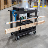 Stand Steady Tubstr 2 Shelf Utility Cart | Heavy Duty Service Cart Holds 400 lbs. | Adjustable Storage Hooks, Ladder & Spool Holders | Tub Cart for Stand Steady