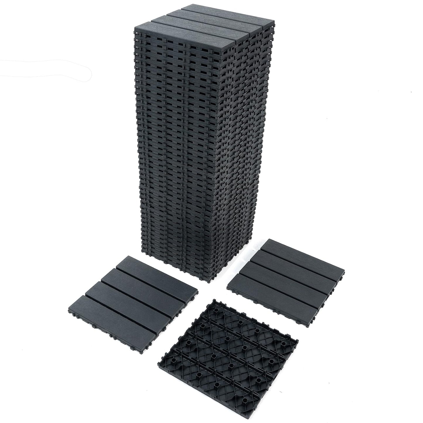 54 PCS Plastic Interlocking Deck Tiles, 12"x12" Waterproof Outdoor Flooring Easy to Install, Patio Floor Decking Tiles for Balcony, Backyard, Pool, Garden Balcony Decorations (54, Gray, 12'' x 12'')