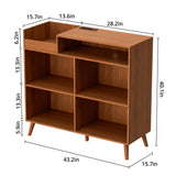 DIYART 3 Tier Large Record Player Stand with Power Outlet, Vinyl Record Storage Table holds Up to 500 Albums, Mid-Century Turntable Stand, Brown DIYART