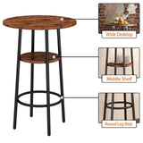 Industrial 3-Piece Bar Table Set with Stools - 2-Tier Round Pub Bistro Dining for Small Spaces CALABASH