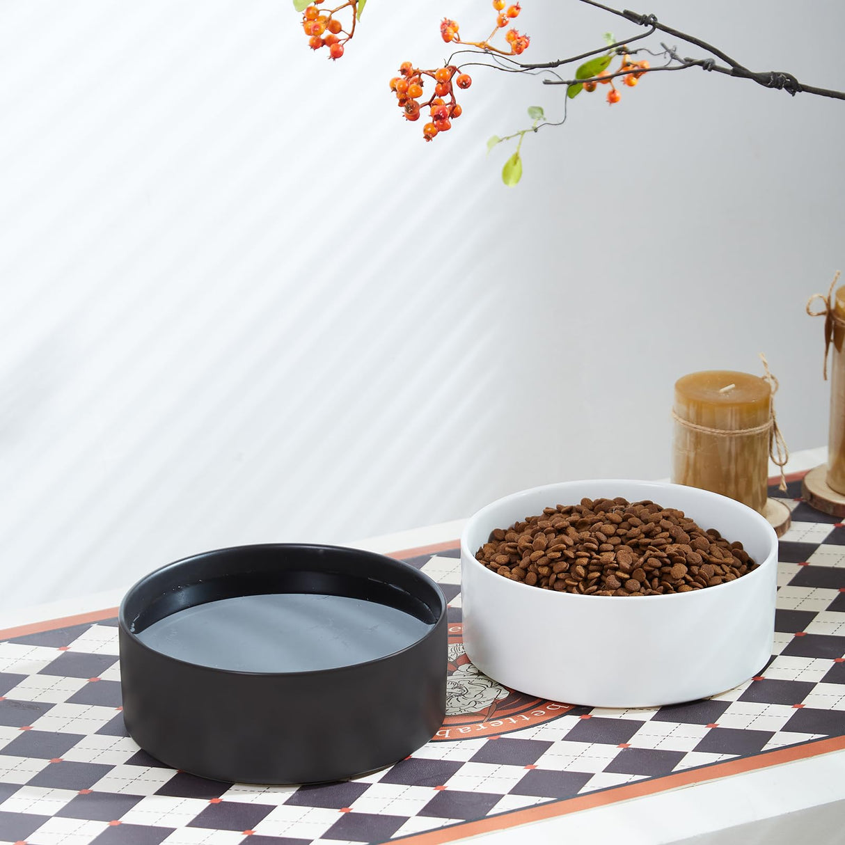 Welloyed 8'' Ceramic Dog Bowl - 70Oz Classic Dog Food Bowl Water Bowl for Medium and Large Breeds, Heavy-Duty Non-Slip Dog Dish, Food Grade Stoneware Pet Bowl, Dishwasher & Microwave Safe, White Welloyed