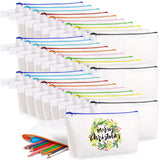 30 Pieces Makeup Bags in Bulk Canvas Pencil Bag Travel Cosmetic Bags Blank DIY Craft Bag Canvas Pen Case Pencil Pouch Makeup Pouch Canvas Zipper Pouch Bags for Girls Teens (9.84 x 5.11 x 1.96 Inches) Saintrygo